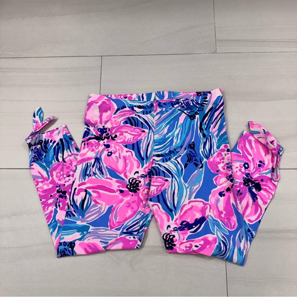 Lilly Pulitzer Pink and Blue Floral Kids Leggings